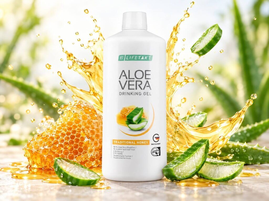 Aloe vera gel with honey splash